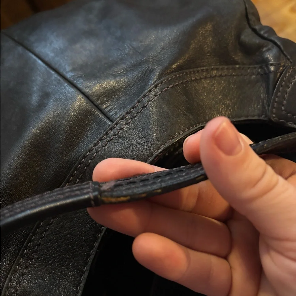 Coach Black Leather Hobo with Silver Hardware